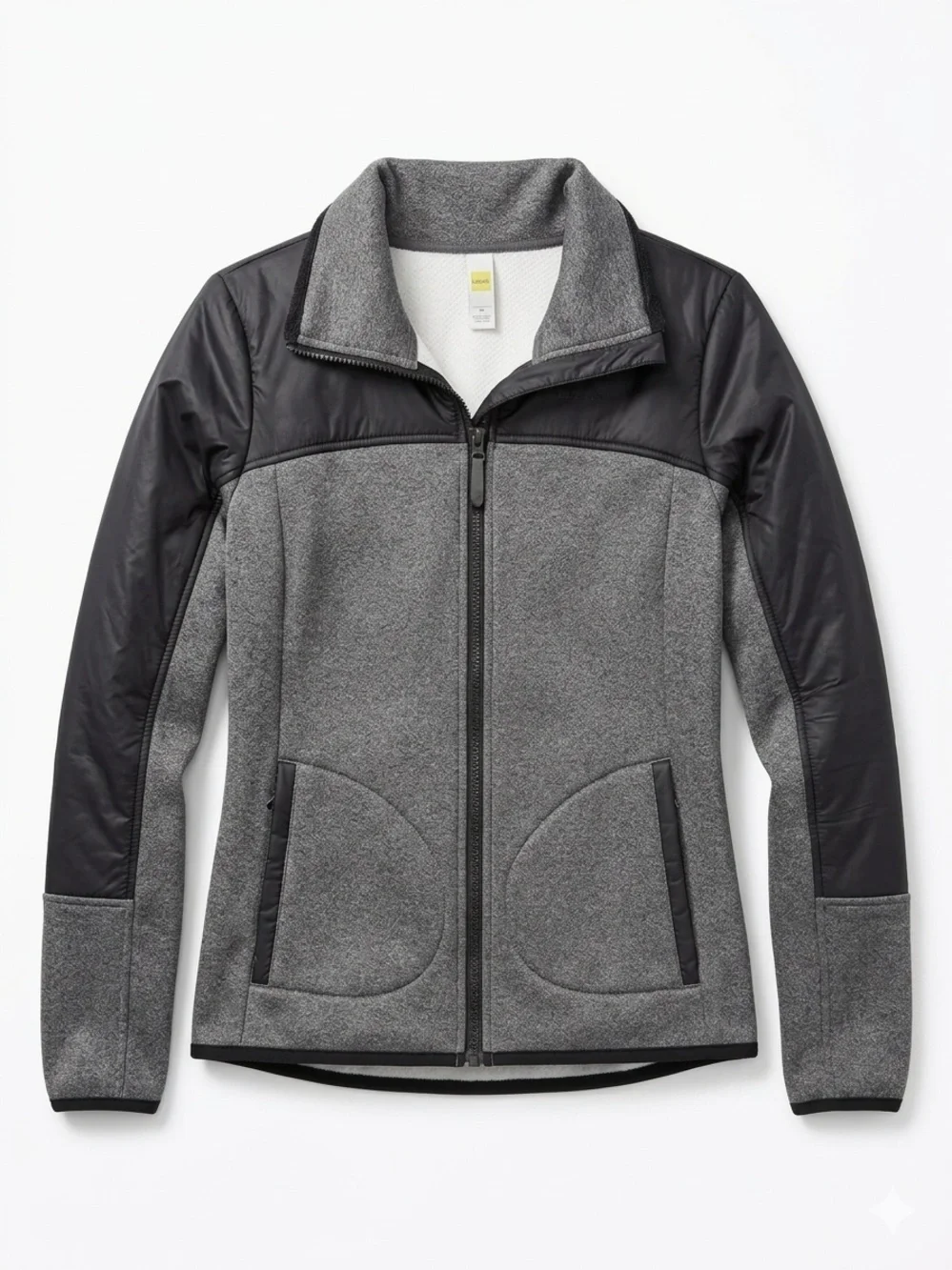 Lolë Montreal Gray & Black Mixed Media Fleece Full-Zip Jacket - Size Small